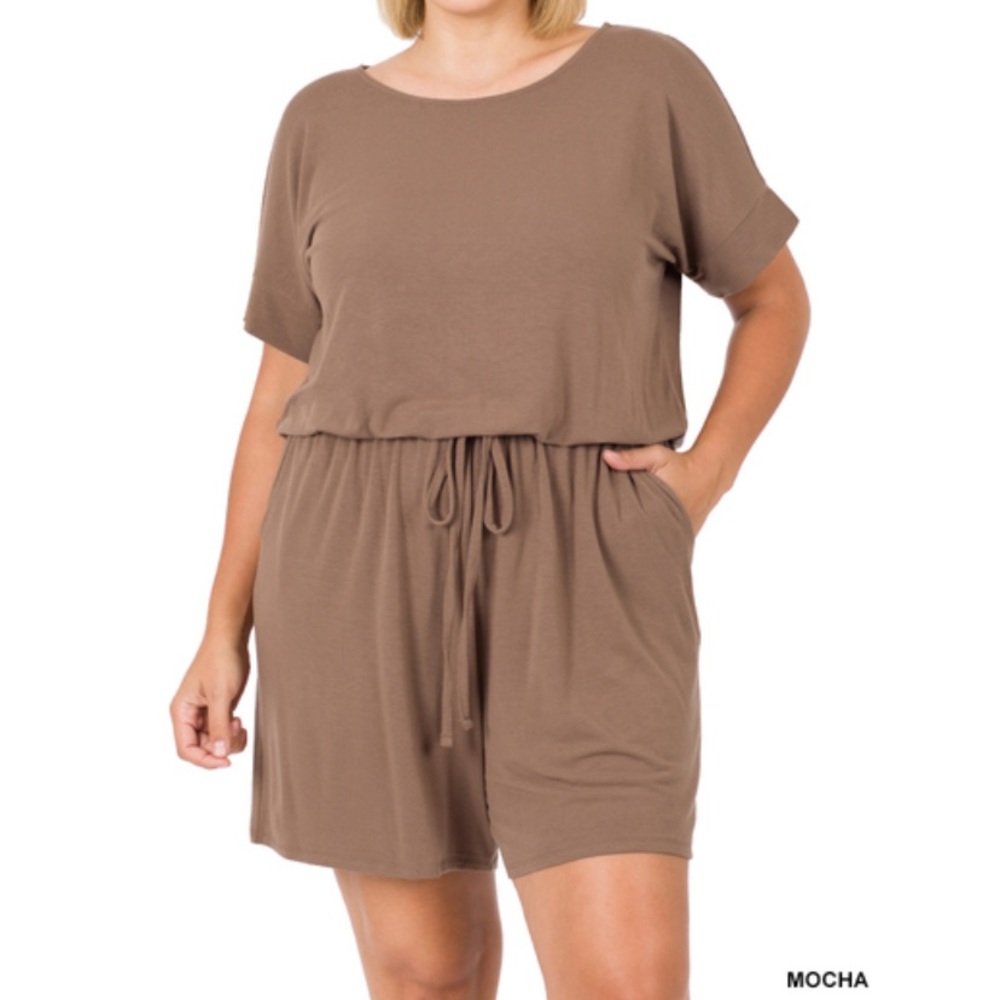PLUS ROMPER WITH ELASTIC WAIST & BACK